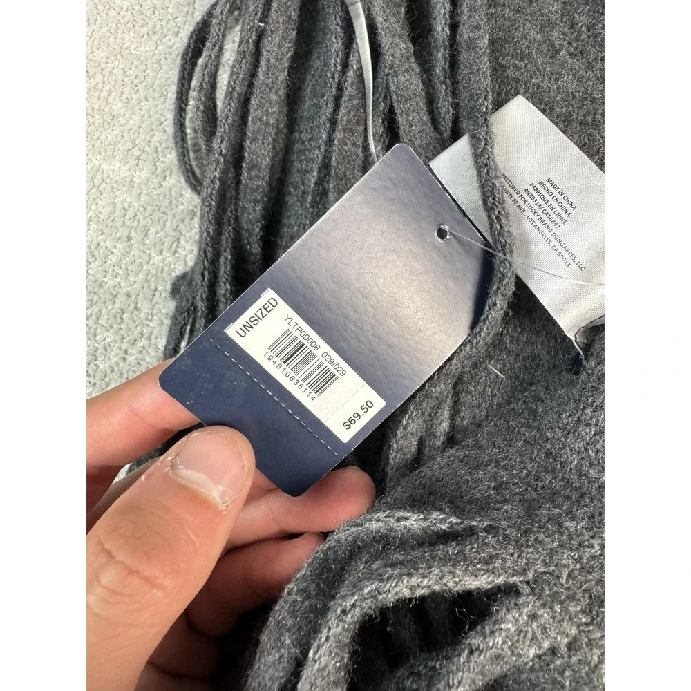 Lucky Brand Scarf‎ Womens One Size Gray Knit Tassel Fringe Soft Warm Winter